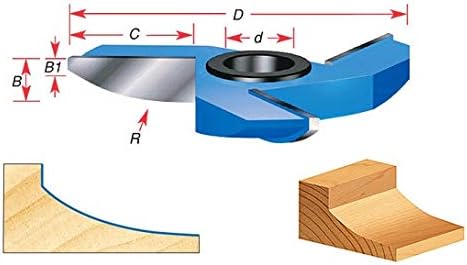 Amana Tool - 987 Carbide Tipped 3-Wing Cove Raised Panel 5-1/2 Dia x 11/16 x 1 & 1-1/4 Bor