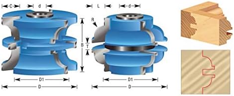 Amana Tool - SC593 2-Piece Carbide Tipped 3-Wing Stile & Rail Bead Exterior Door 3-11/32 D