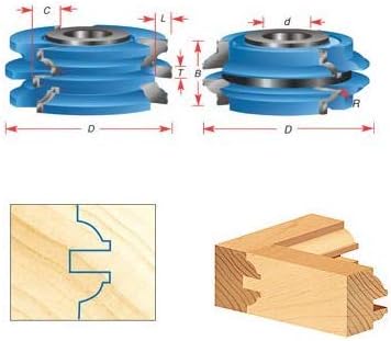 Amana Tool - SC562 2Piece Carbide Tipped 3-Wing Stile & Rail Bead Cabinet Door 3-9/16 Dia