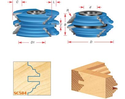 Amana Tool - SC585 2-Piece Carbide Tipped 3-Wing Stile & Rail Bead & Cove Cabinet Door 3-1