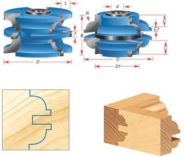 Amana Tool - SC583 2-Piece Carbide Tipped 3-Wing Stile & Rail Bead Cabinet Door 3-9/16 Dia