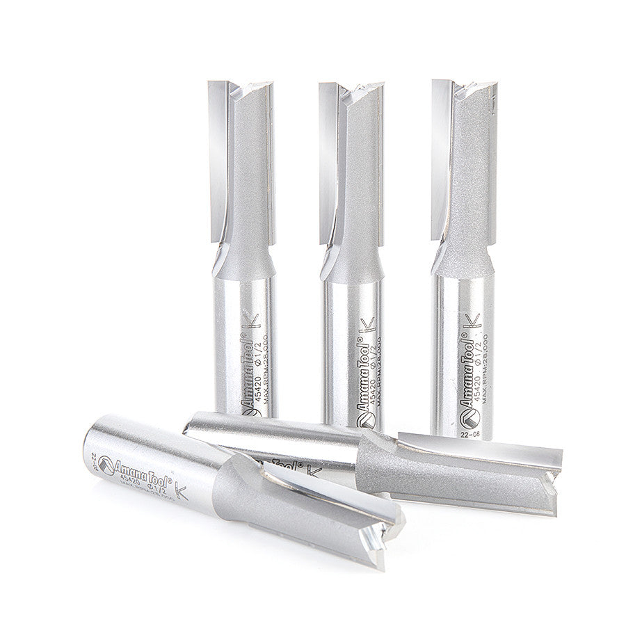Amana Tool - 45420-5 - 5 PC 2 FL 1/2"DIAx1/2 SHK