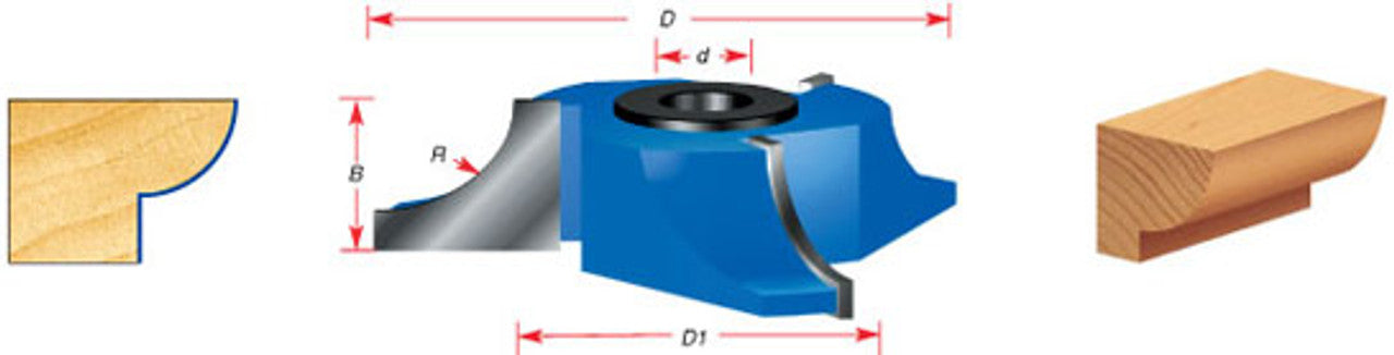 Amana Tool - 959 Carbide Tipped 3-Wing Corner Round 3/4 Radius x 3-5/8 Dia x 1 2 & 3/4