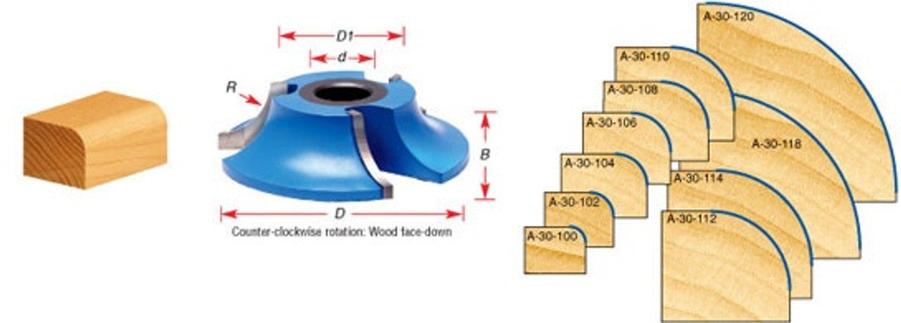 Amana Tool - A-30-114 Carbide Tipped 3-Wing Heavy-Duty Corner Round 3/4 Radius x 4 Dia x 1