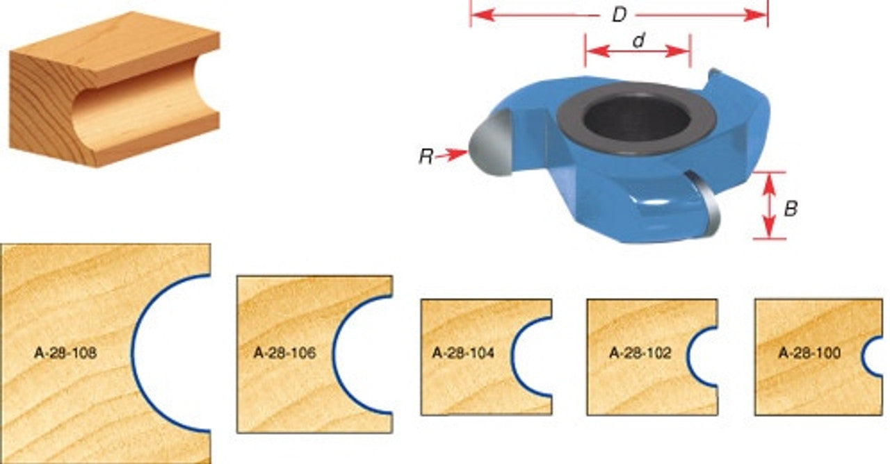 Amana Tool A-28-106 Carbide Tipped 3-Wing Heavy-Duty Flute (Convex)