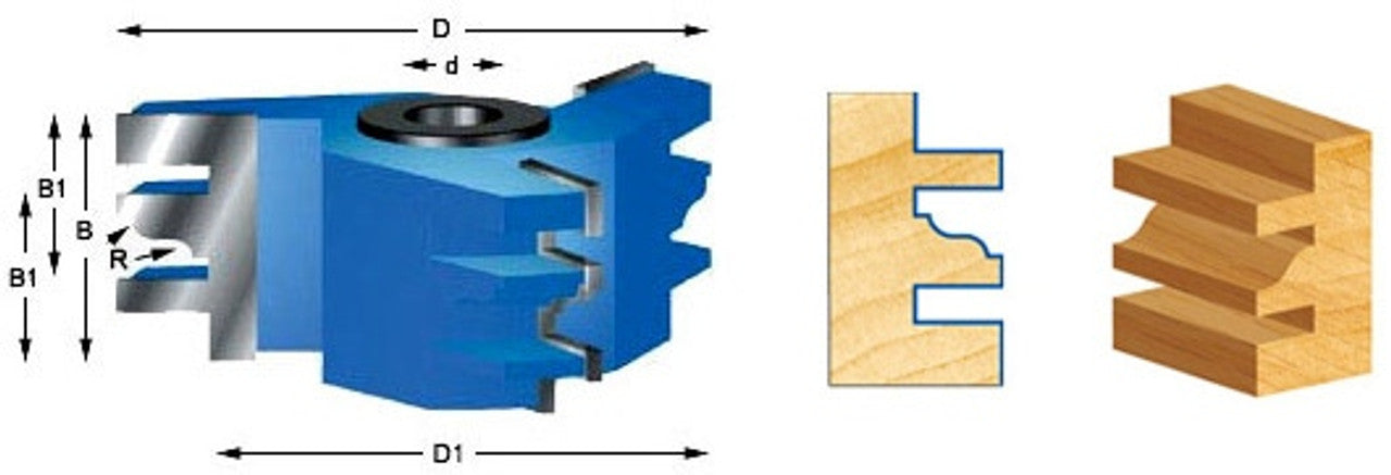 Amana Tool - A-32-200 Carbide Tipped 3-Wing Reversible Stile & Rail Ogee 1/4 Radius x 4-1