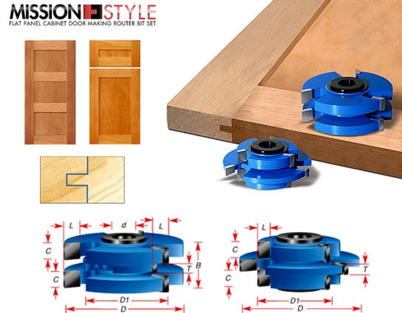 Amana Tool - SC554 2-Piece Carbide Tipped 3-Wing Stile & Rail Tongue & Groove Cabinet Door