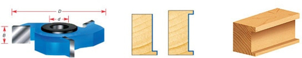 Amana Tool 955 Carbide Tipped 3-Wing Straight Edge Bore Shaper Cutter