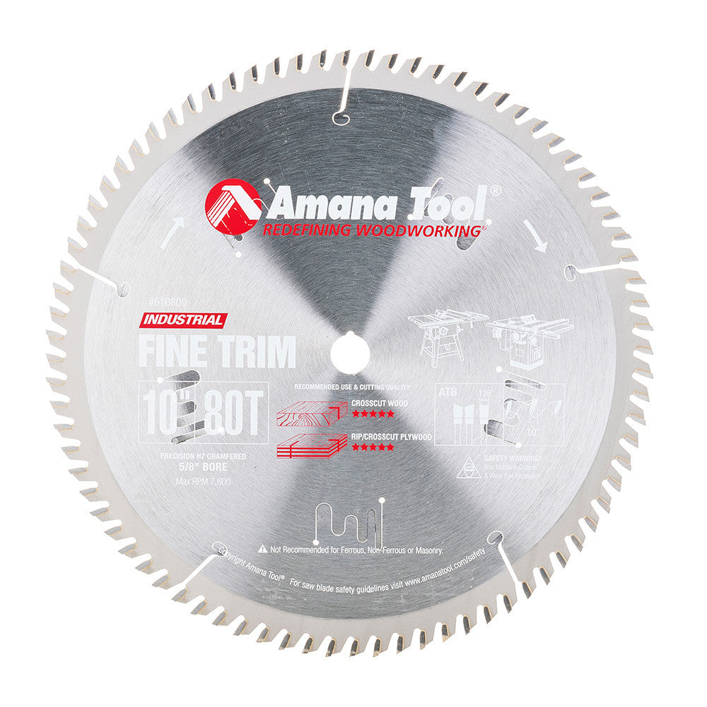 Amana Tool - 610800 - 10"/80T TRIM SAW A.T.B. GRIND