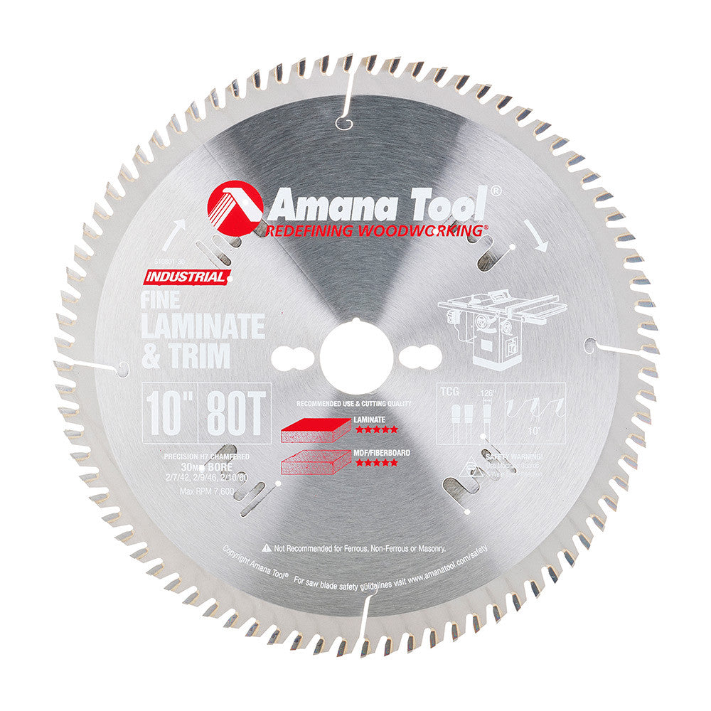 Amana Tool - 610801-30 - 10"/80T TRIM SAW TCG 30MM BORE