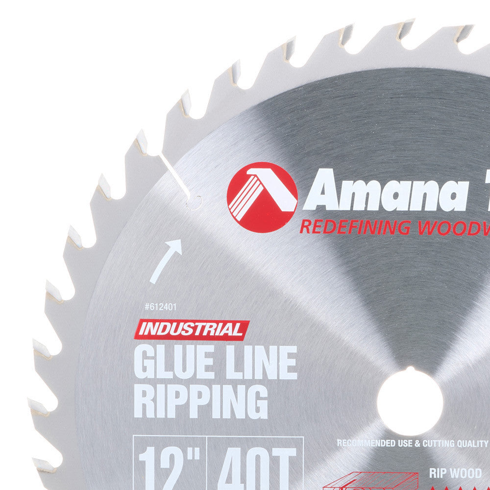 Amana Tool - 612401 - 12"/40T GLUE RIP TCG 1" BORE