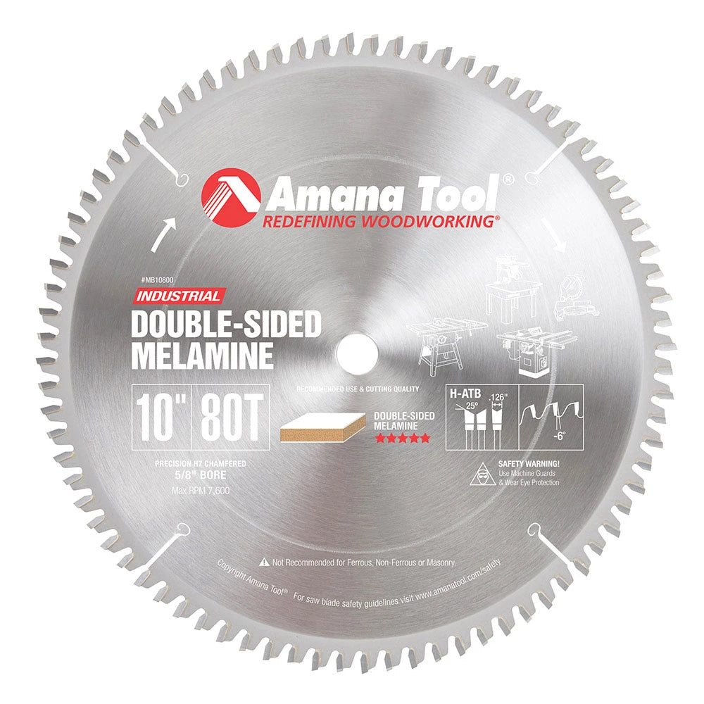 Amana Tool - MB10800 - 10"/80T MELAMINE BLADE H-A.T.B