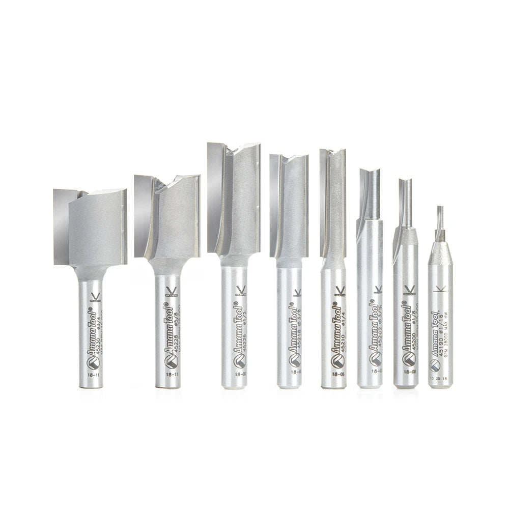 Amana Tool - AMS-103 - 8PCS STRAIGHT PLUNGE 1/4 SHANK