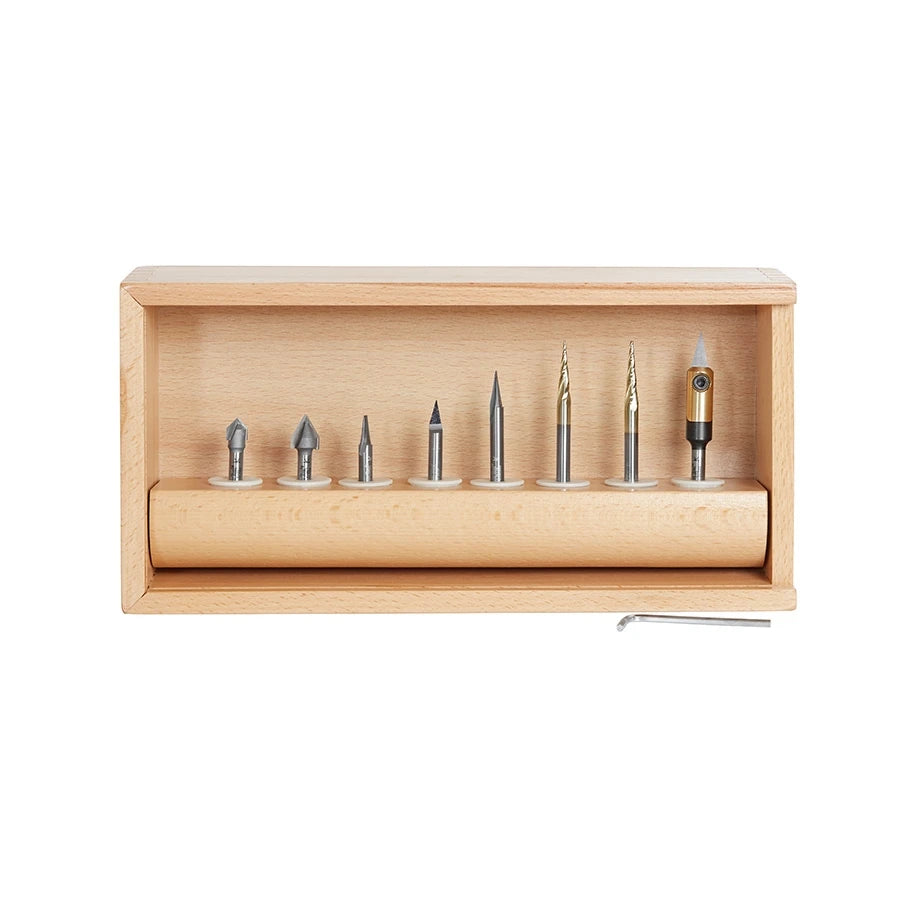 Amana Tool - AMS-128 - 8PC CNC V CARVING SET 1/4"SHNK