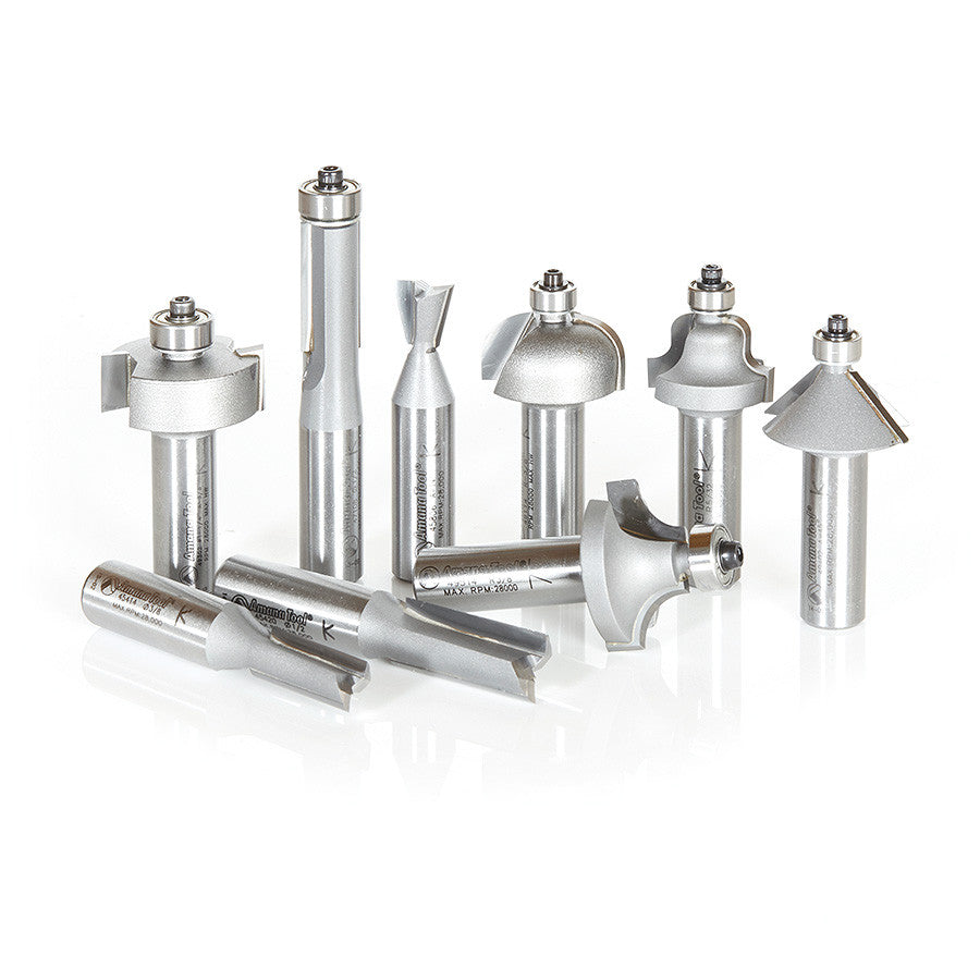 Amana Tool - AMS-211 - 9 PIECE ROUTER SET 1/2 SHANK