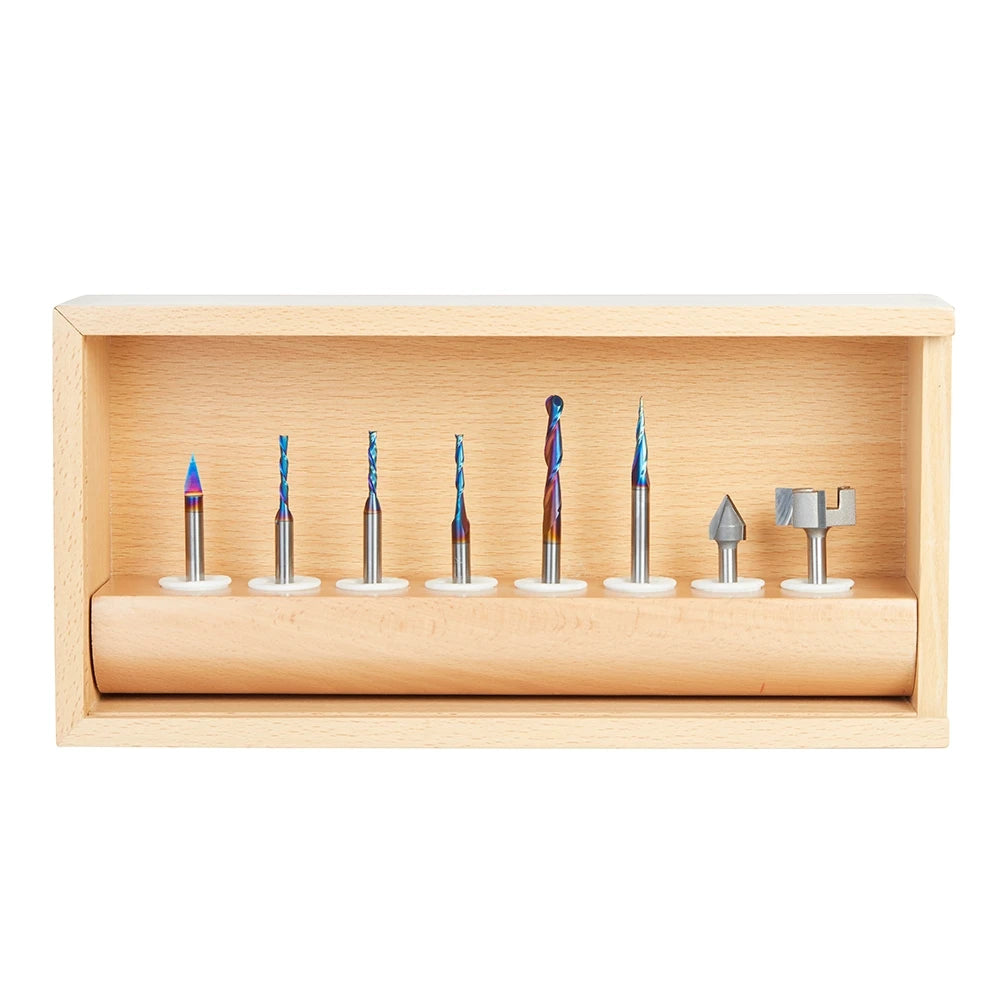Amana Tool - AMS-224 - 8PC CNC PREMIUM CNC TOOL SET