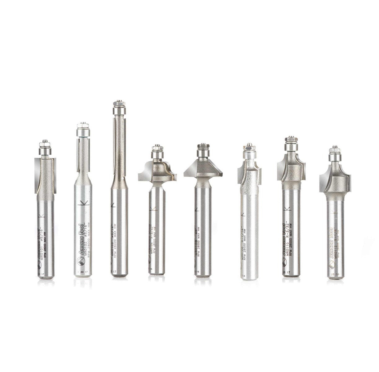 Amana Tool - AMS-MR001 - 8PC MINUATURE ROUTER BIT SET