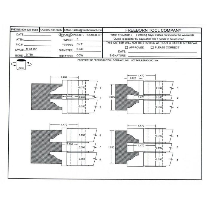 FREEBORN - MC-51-021 - CARBIDE DOUBLE SIDED COPE & PATTERN SET Shaper Cutter