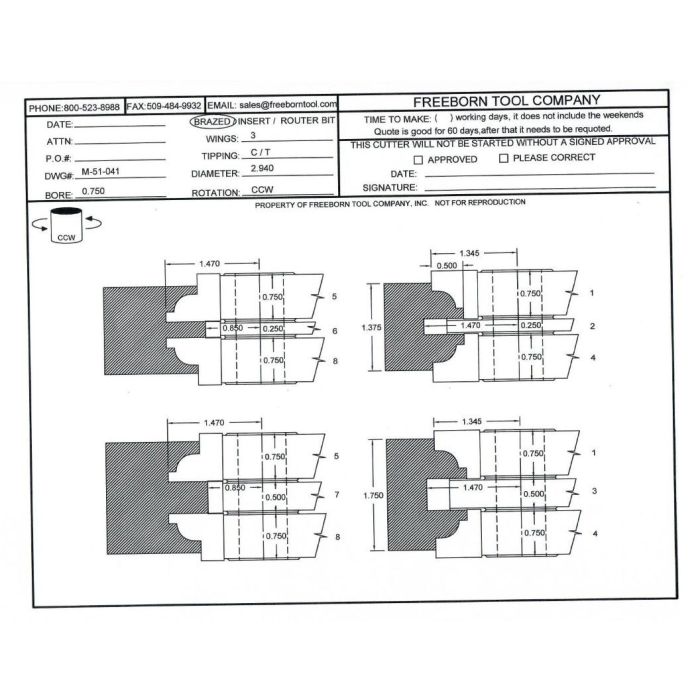 FREEBORN - MC-51-041 - CARBIDE DOUBLE SIDED COPE & PATTERN SET Shaper Cutter