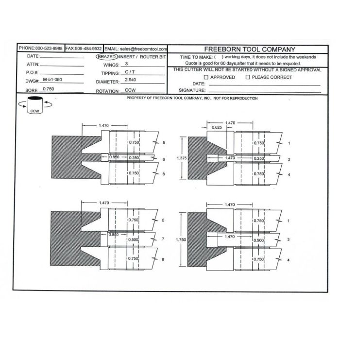 FREEBORN - MC-51-050 - CARBIDE DOUBLE SIDED COPE & PATTERN SET Shaper Cutter