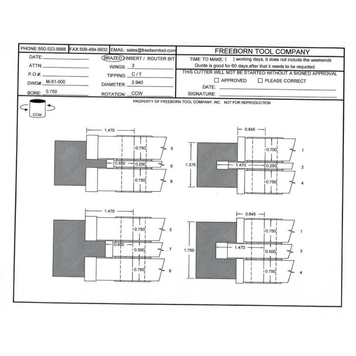 FREEBORN - MC-51-500 - CARBIDE DOUBLE SIDED COPE & PATTERN SET Shaper Cutter