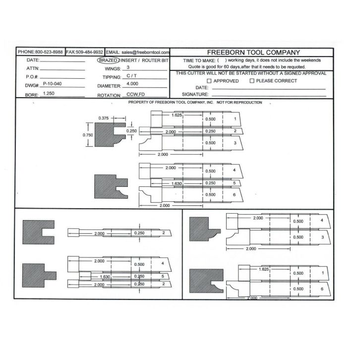 FREEBORN PT-10-040 - T-ALLOY COPE & PATTERN SET Shaper Cutter