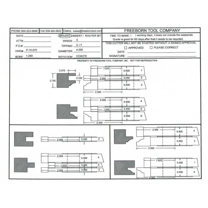 FREEBORN - PT-10-070 - T-ALLOY COPE & PATTERN SET Shaper Cutter