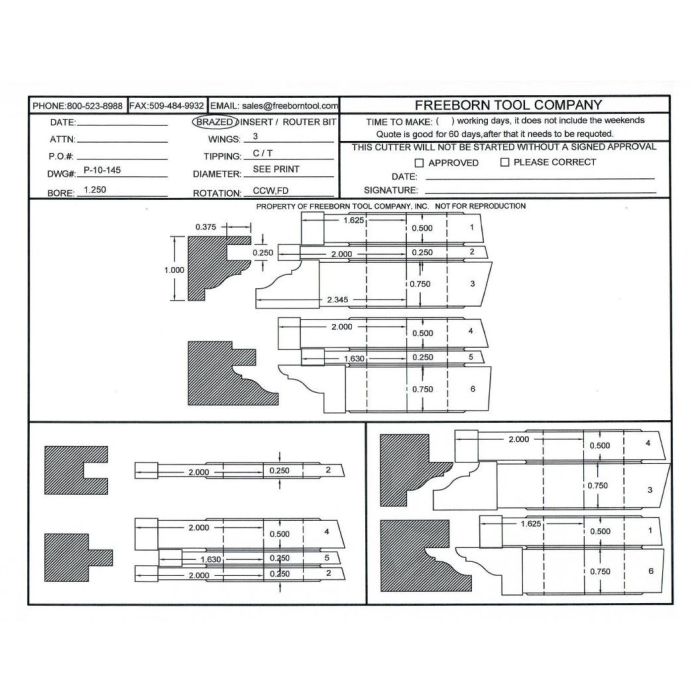 FREEBORN - PT-10-145 - T-ALLOY COPE & PATTERN SET Shaper Cutter