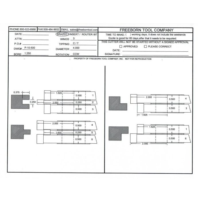 FREEBORN - PT-10-500 - T-Alloy COPE & PATTERN CUTTER SET Shaper Cutter