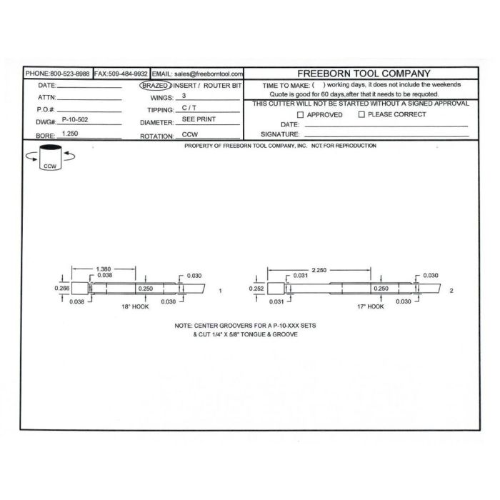 FREEBORN - PT-10-502 - T-ALLOY ADDITIONAL TONGUE & GROOVE CUTTER Shaper Cutter