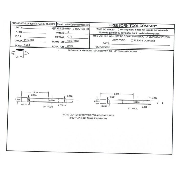 FREEBORN - PT-10-503 - T-ALLOY ADDITIONAL TONGUE & GROOVE CUTTER Shaper Cutter