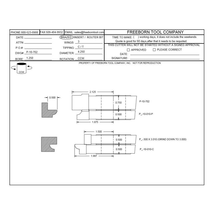 FREEBORN - PT-10-702 - T-ALLOY ADDITIONAL TONGUE & GROOVE CUTTER Shaper Cutter