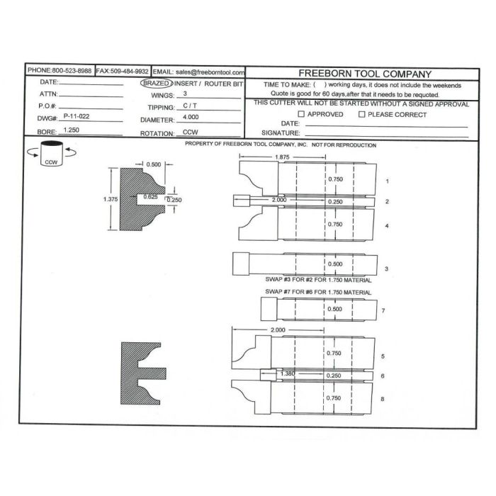 FREEBORN - PC-11-022 - CARBIDE DOUBLE SIDED COPE & PATTERN SET Shaper Cutter