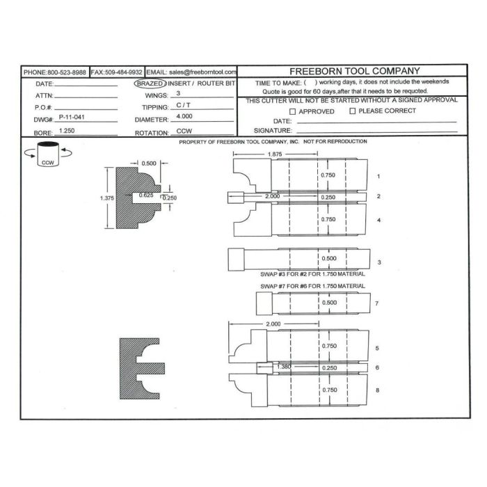 FREEBORN - PC-11-041 - CARBIDE DOUBLE SIDED COPE & PATTERN SET Shaper Cutter