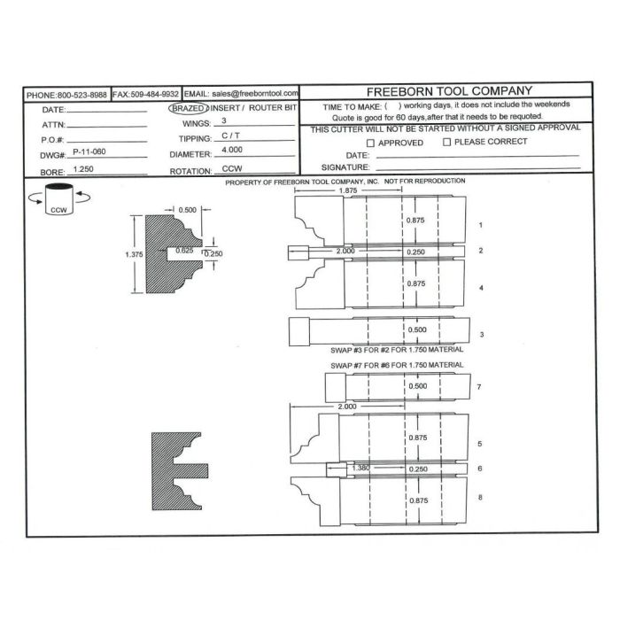 FREEBORN - PC-11-060 - CARBIDE DOUBLE SIDED COPE & PATTERN SET Shaper Cutter