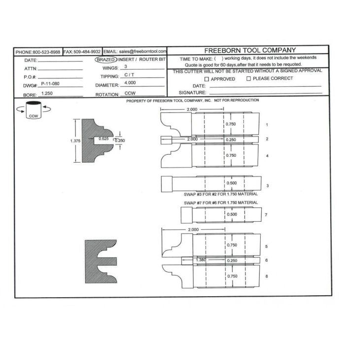 FREEBORN - PC-11-080 - CARBIDE DOUBLE SIDED COPE & PATTERN SET Shaper Cutter
