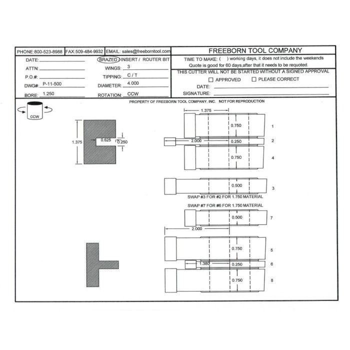 FREEBORN - PT-11-500 - T-ALLOY DOUBLE SIDED COPE & PATTERN SET Shaper Cutter