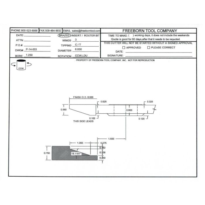 FREEBORN - PT-14-003 - T-ALLOY RAISED PANEL CUTTER Shaper Cutter