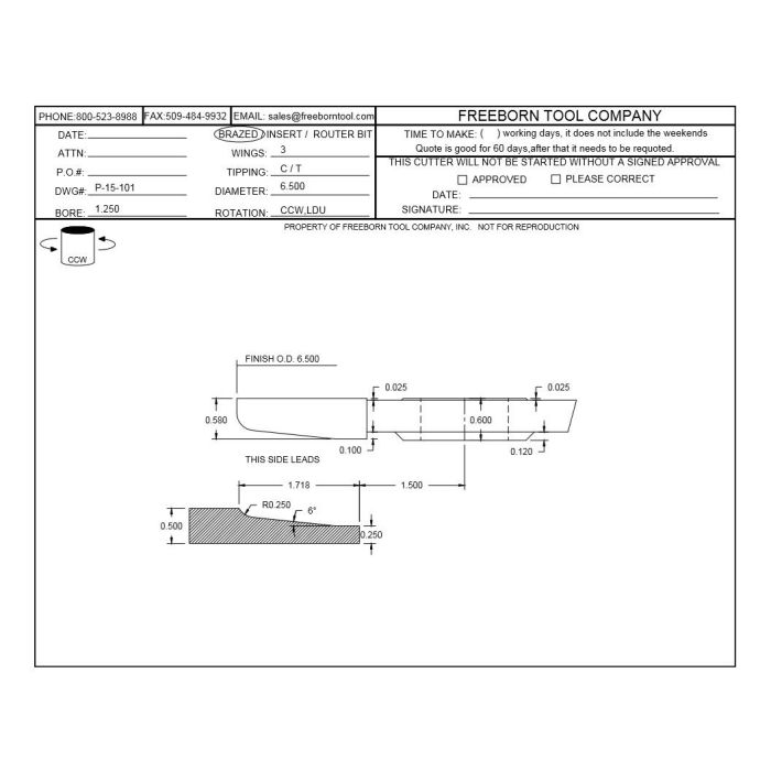 FREEBORN - PC-15-101 - CARBIDE RAISED PANEL CUTTER Shaper Cutter