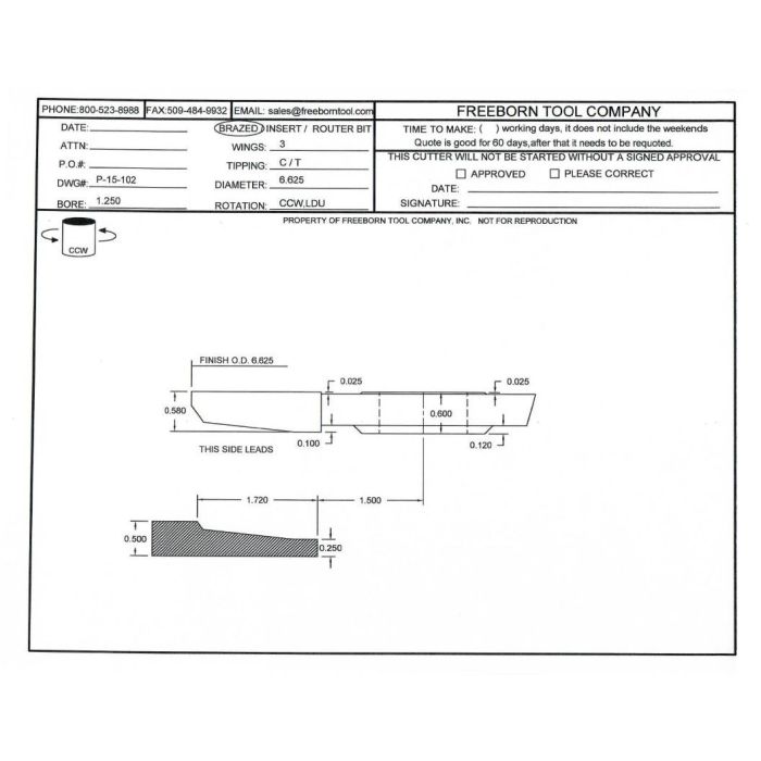 FREEBORN - PC-15-102 - CARBIDE RAISED PANEL CUTTER Shaper Cutter