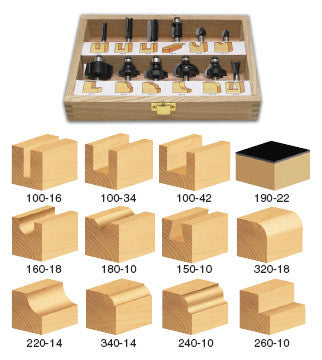 Amana Tool - TRS-120 - 12-PIECE ROUTER SET 1/4 SHANK