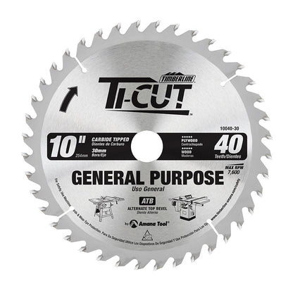 Amana Tool - 10040-30 - TI-CUT SAW 10"/40T ATB 30MM