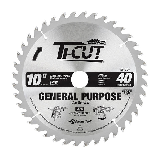 Amana Tool - 10040-30 - TI-CUT SAW 10"/40T ATB 30MM
