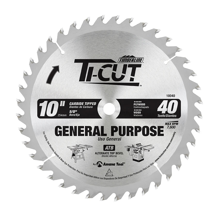 Amana Tool - 10040 - TI-CUT SAW 10"/40T ATB 5/8"