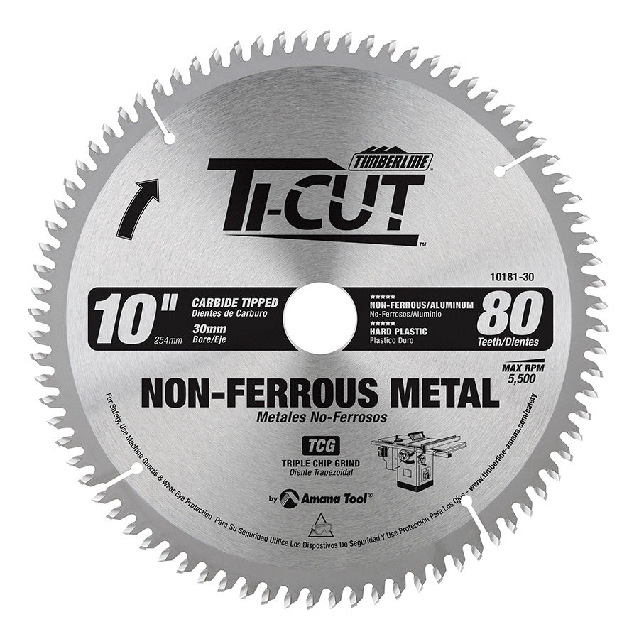 Amana Tool - 10181-30 - TI-CUT SAW 10"/80T -5 DEG TCG