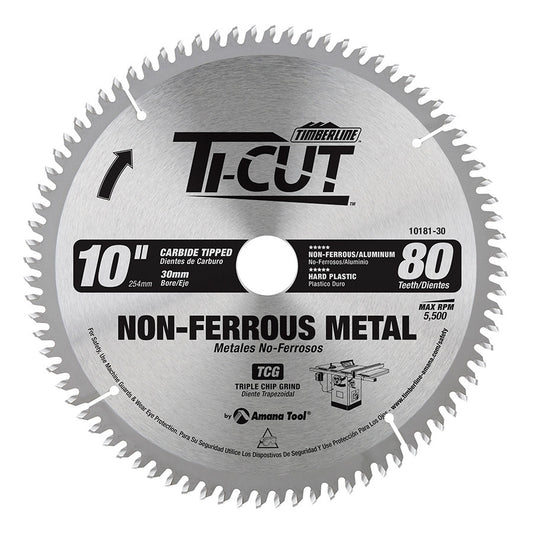 Amana Tool - 10181-30 - TI-CUT SAW 10"/80T -5 DEG TCG