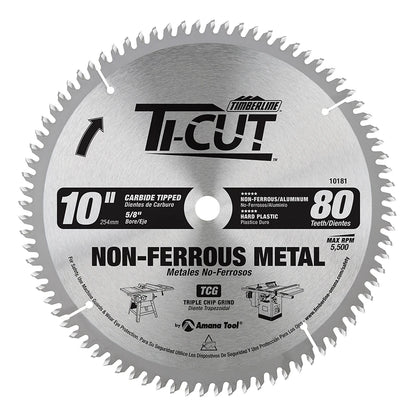 Amana Tool - 10181 - TI-CUT SAW 10"/80T -5 DEG TCG