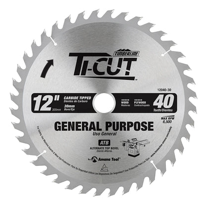 Amana Tool - 12040-30 - TI-CUT SAW 12"/40T ATB 30MM