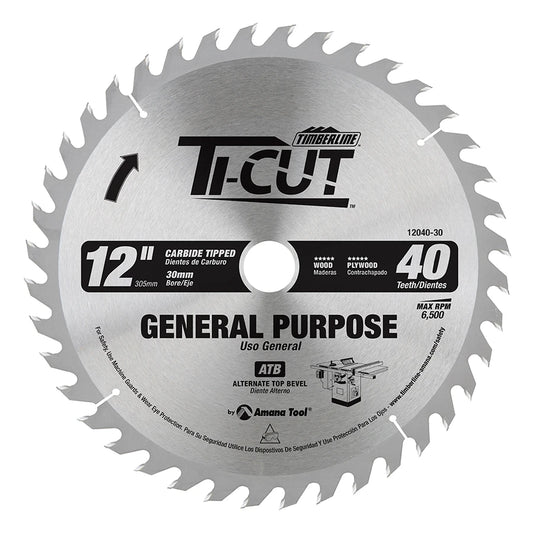 Amana Tool - 12040-30 - TI-CUT SAW 12"/40T ATB 30MM