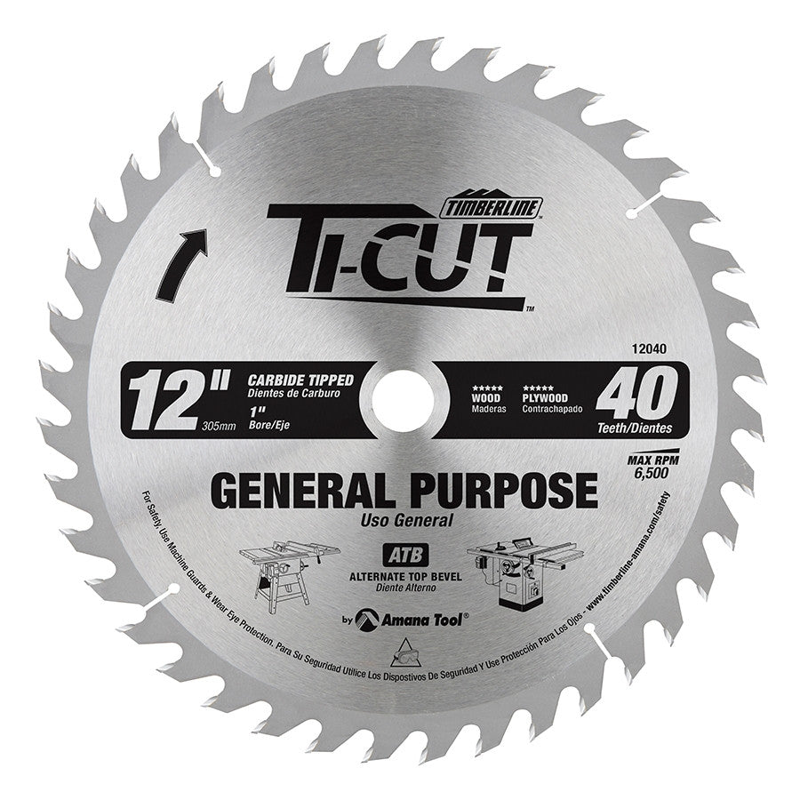 Amana Tool - 12040 - TI-CUT SAW 12"/40T ATB 1"